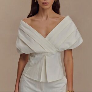 Meshki Off-Shoulder White Blouse